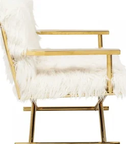 Fotele*KARE Design Fotel Mr. Fluffy 68x87 Cm Biało-złoty