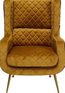 Fotele*KARE Design Fotel Nonna Jungle 75x102 Cm Kolorowy - Siedzisko Musztardowe