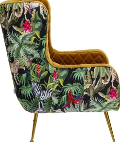 Fotele*KARE Design Fotel Nonna Jungle 75x102 Cm Kolorowy - Siedzisko Musztardowe