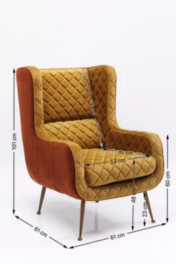 Fotele*KARE Design Fotel Nonna 71x97 Cm Musztardowy