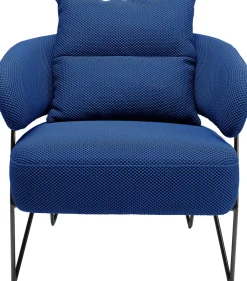 Fotele*KARE Design Fotel Nowoczesny Do Salonu Niebieski Nogi Stalowe Czarne 78x71 Cm