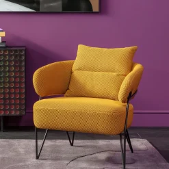 Fotele*KARE Design Fotel Nowoczesny Do Salonu żółty Nogi Stalowe Czarne 78x71 Cm