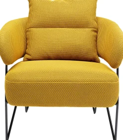 Fotele*KARE Design Fotel Nowoczesny Do Salonu żółty Nogi Stalowe Czarne 78x71 Cm