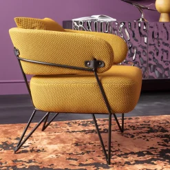 Fotele*KARE Design Fotel Nowoczesny Do Salonu żółty Nogi Stalowe Czarne 78x71 Cm