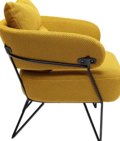 Fotele*KARE Design Fotel Nowoczesny Do Salonu żółty Nogi Stalowe Czarne 78x71 Cm