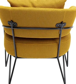 Fotele*KARE Design Fotel Nowoczesny Do Salonu żółty Nogi Stalowe Czarne 78x71 Cm