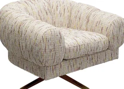 Fotele*KARE Design Fotel Obrotowy Beżowy Nogi Złote Stalowe 95x68 Cm