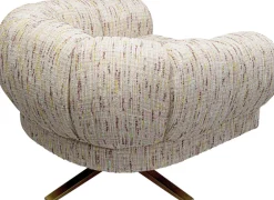 Fotele*KARE Design Fotel Obrotowy Beżowy Nogi Złote Stalowe 95x68 Cm