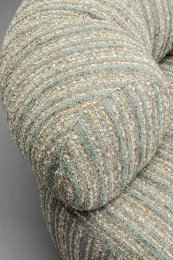 Fotele*KARE Design Fotel Obrotowy Boucle Niebieskie Paski Podstawa Złota 95x70 Cm