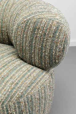 Fotele*KARE Design Fotel Obrotowy Boucle Niebieskie Paski Podstawa Złota 95x70 Cm