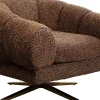 Fotele*KARE Design Fotel Obrotowy Brązowy Nogi Złote Stalowe 95x68 Cm