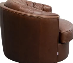 Fotele*KARE Design Fotel Obrotowy Brązowy Pikowany Skóra Semianilinowa 90x71 Cm