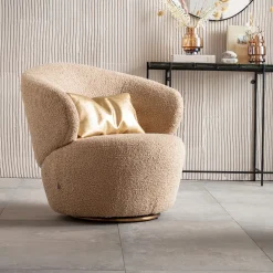 Fotele*KARE Design Fotel Obrotowy Carella 82x75 Cm Beżowy