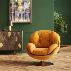 Fotele*KARE Design Fotel Obrotowy Cosy 81x84 Cm Bursztynowy