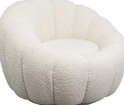 Fotele*KARE Design Fotel Obrotowy Do Salonu Biały Tkanina Boucle 94x66 Cm