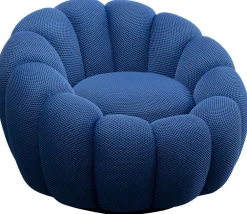 Fotele*KARE Design Fotel Obrotowy Do Salonu Nowoczesny Niebieski 94x66 Cm