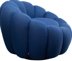 Fotele*KARE Design Fotel Obrotowy Do Salonu Nowoczesny Niebieski 94x66 Cm