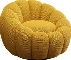 Fotele*KARE Design Fotel Obrotowy Do Salonu Nowoczesny żółty 94x66 Cm