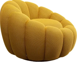 Fotele*KARE Design Fotel Obrotowy Do Salonu Nowoczesny żółty 94x66 Cm