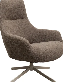 Fotele*KARE Design Fotel Obrotowy Do Salonu Szary Podstawa Stalowa 76x100 Cm