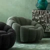 Fotele*KARE Design Fotel Obrotowy Do Salonu Tkanina Melanżowa Zielona 94x66 Cm
