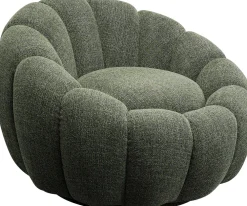 Fotele*KARE Design Fotel Obrotowy Do Salonu Tkanina Melanżowa Zielona 94x66 Cm