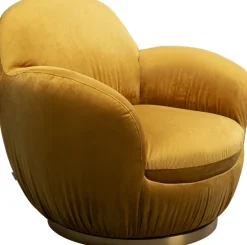 Fotele*KARE Design Fotel Obrotowy Do Salonu W Kolorze żółtym 88x90 Cm