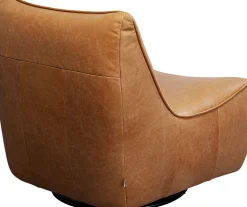 Fotele*KARE Design Fotel Obrotowy Ekskluzywny Brązowy Skóra Naturalna 91x85 Cm