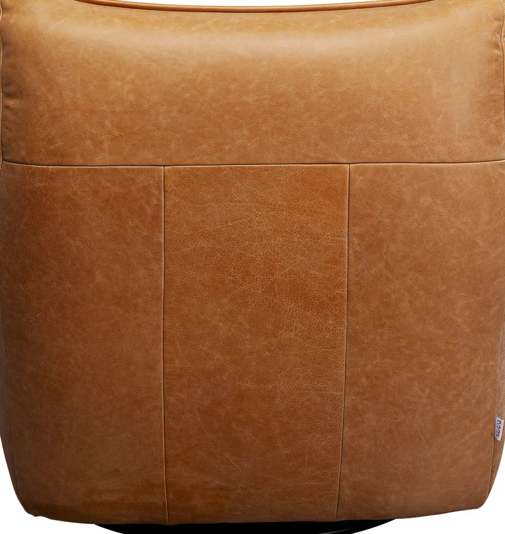 Fotele*KARE Design Fotel Obrotowy Ekskluzywny Brązowy Skóra Naturalna 91x85 Cm
