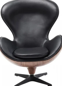 Fotele*KARE Design Fotel Obrotowy Loung 43x114 Cm Czarno-orzechowy