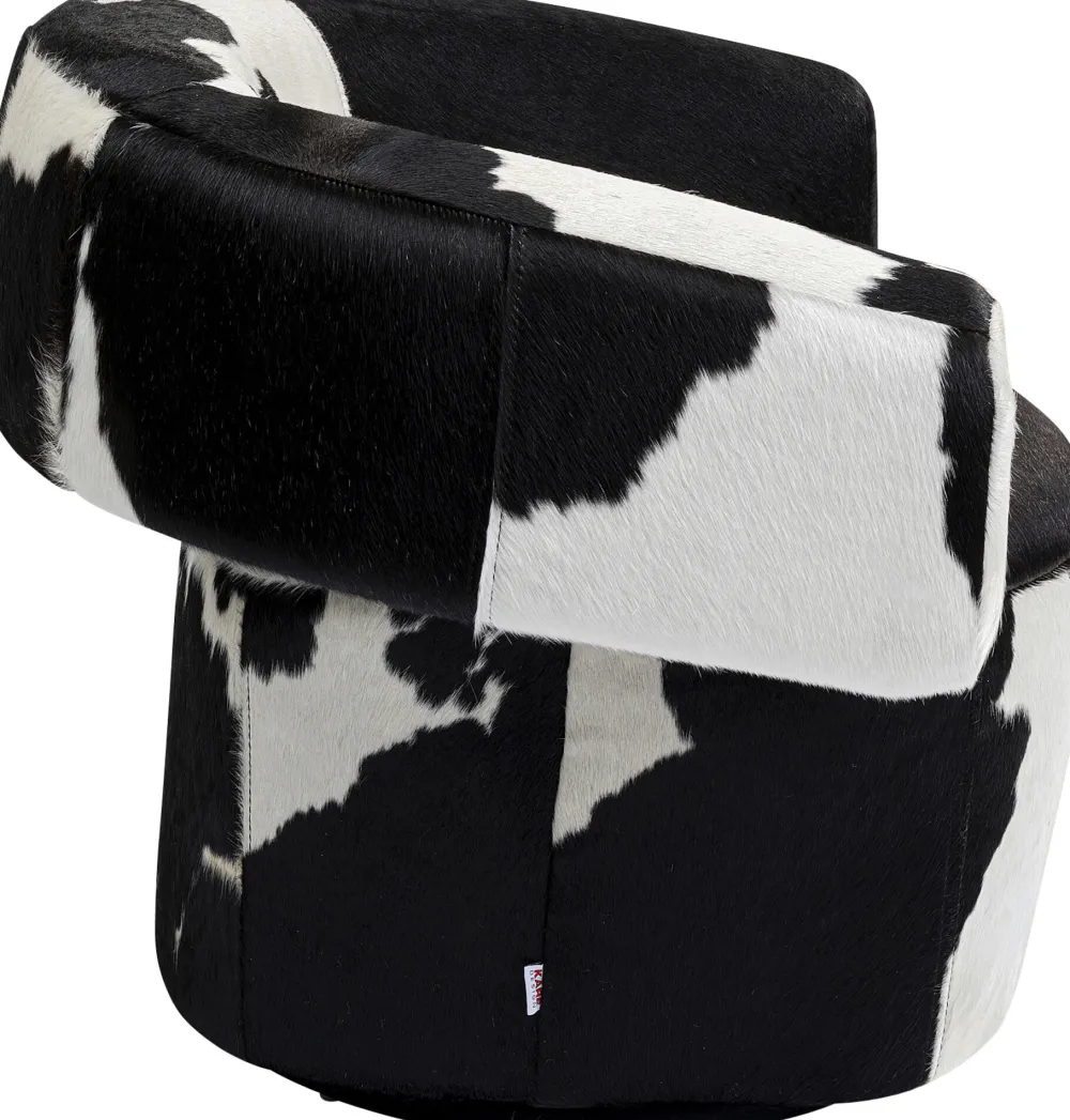 Fotele*KARE Design Fotel Obrotowy Maye Cow 76x86 Cm Skóra Naturalna