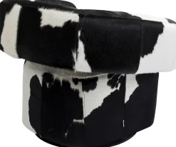 Fotele*KARE Design Fotel Obrotowy Maye Cow 76x86 Cm Skóra Naturalna
