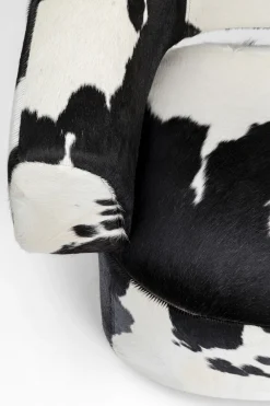 Fotele*KARE Design Fotel Obrotowy Maye Cow 76x86 Cm Skóra Naturalna