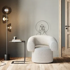 Fotele*KARE Design Fotel Obrotowy Maye 76x86 Cm Kremowy