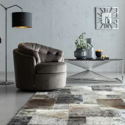 Fotele*KARE Design Fotel Obrotowy Music Hall 90x71 Cm Szary