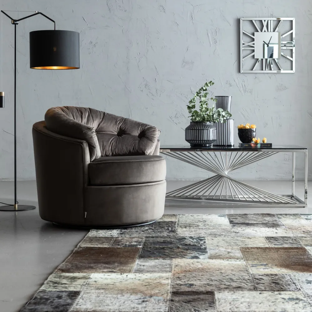 Fotele*KARE Design Fotel Obrotowy Music Hall 90x71 Cm Szary
