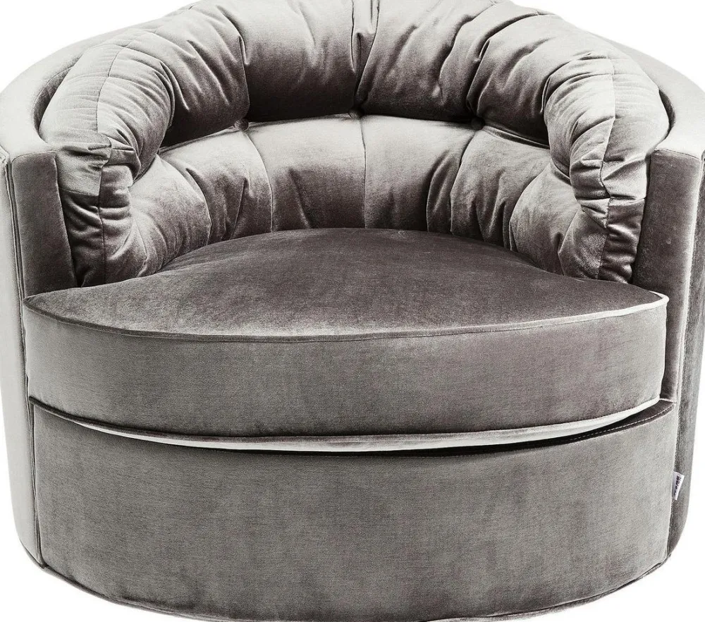 Fotele*KARE Design Fotel Obrotowy Music Hall 90x71 Cm Szary