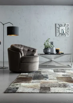 Fotele*KARE Design Fotel Obrotowy Music Hall 90x71 Cm Szary