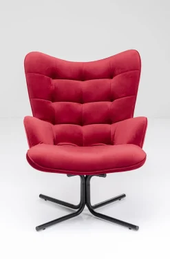 Fotele*KARE Design Fotel Obrotowy Oscar Velvet 82x95 Cm Czerwony