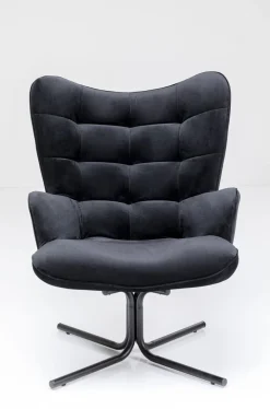 Fotele*KARE Design Fotel Obrotowy Oscar Velvet 82x95 Cm Czarny
