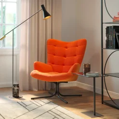 Fotele*KARE Design Fotel Obrotowy Oscar Velvet 82x95 Cm Pomarańczowy