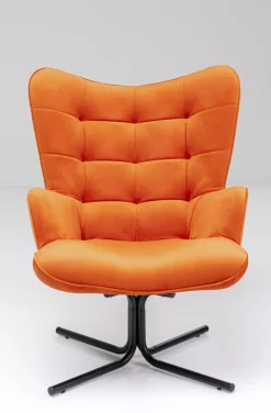Fotele*KARE Design Fotel Obrotowy Oscar Velvet 82x95 Cm Pomarańczowy