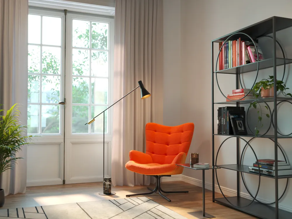 Fotele*KARE Design Fotel Obrotowy Oscar Velvet 82x95 Cm Pomarańczowy