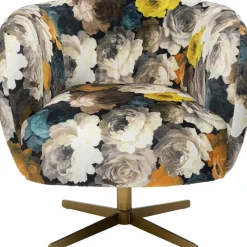 Fotele*KARE Design Fotel Obrotowy Peony Yellow 81x70 Cm