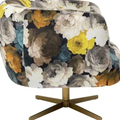Fotele*KARE Design Fotel Obrotowy Peony Yellow 81x70 Cm