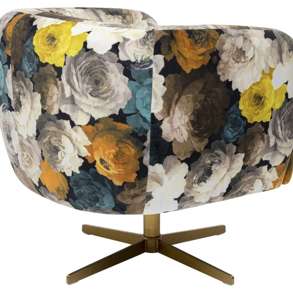 Fotele*KARE Design Fotel Obrotowy Peony Yellow 81x70 Cm