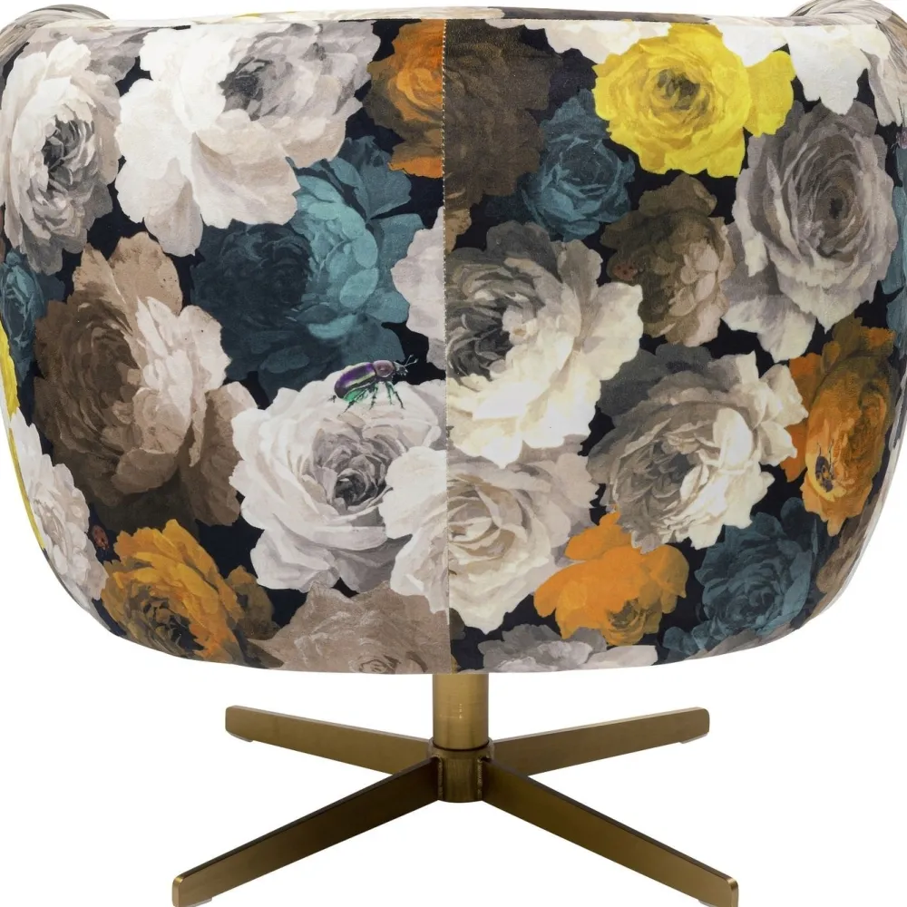 Fotele*KARE Design Fotel Obrotowy Peony Yellow 81x70 Cm