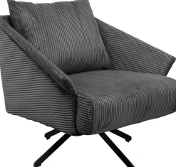 Fotele*KARE Design Fotel Obrotowy Szary Z Czarnymi Stalowymi Nogami 84x71 Cm