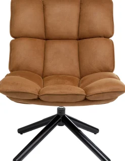 Fotele*KARE Design Fotel Obrotowy Tapicerka Brązowa Nogi Czarne Stalowe 68x94 Cm
