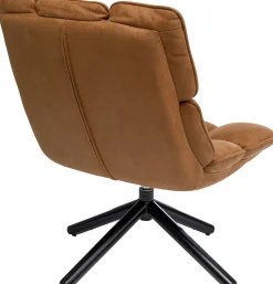Fotele*KARE Design Fotel Obrotowy Tapicerka Brązowa Nogi Czarne Stalowe 68x94 Cm